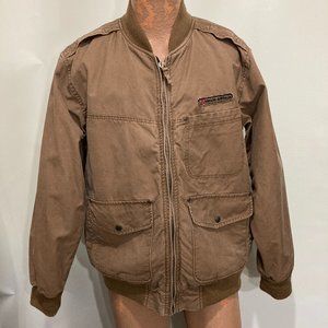 Kakadu Traders Australia Mens M Tan Cotton Canvas Pocket Bomber Jacket